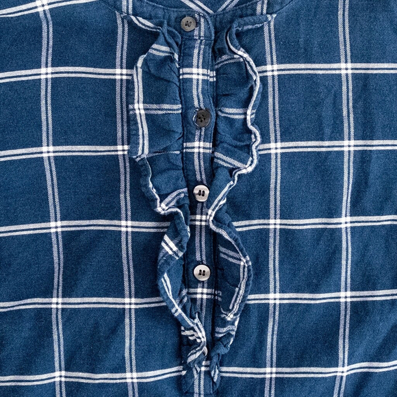 Draper James Navy Bell Sleeve Plaid Shirt Dress Women's $135 - Size 10 | M - Picture 13 of 14